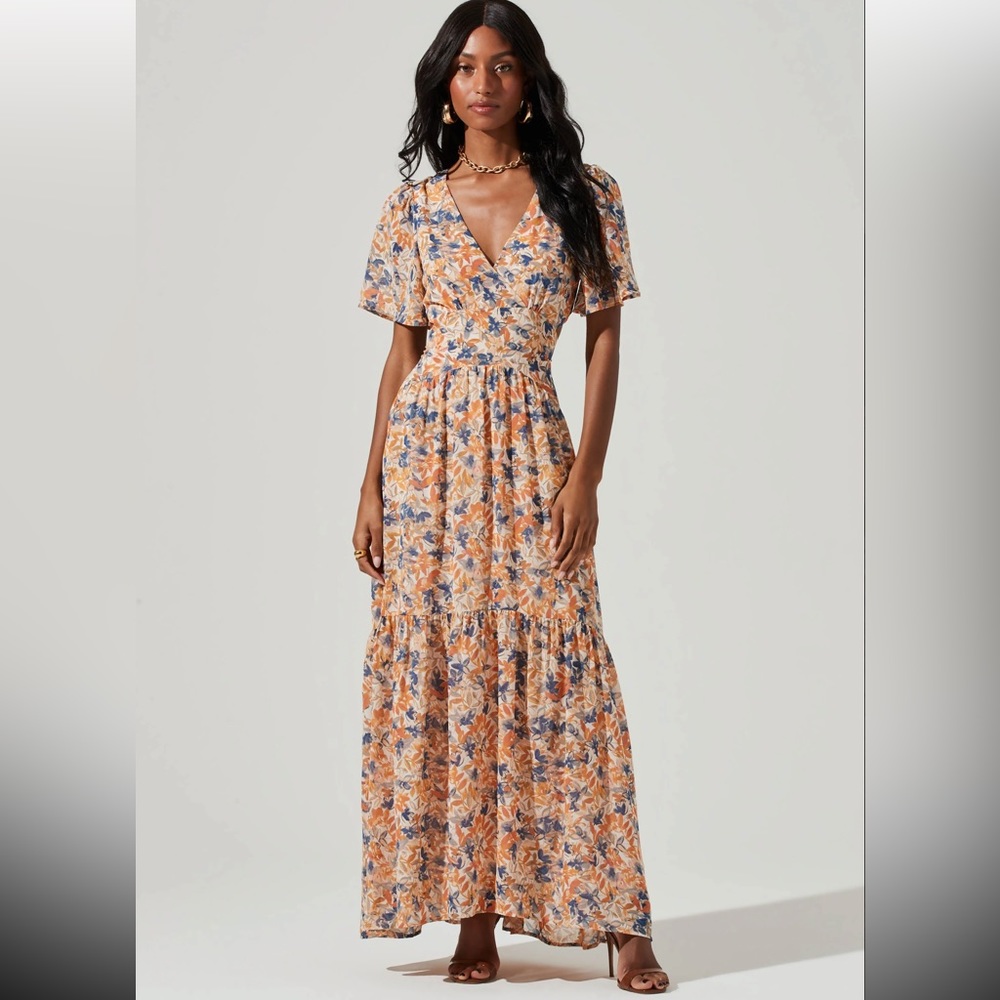 NWT ASTR the label Sedona Floral Back Cutout Maxi Dress sz MD - Picture 2 of 6